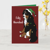 Carte Feliz Navidad Bernese Mountain Dog (Fleur jaune)