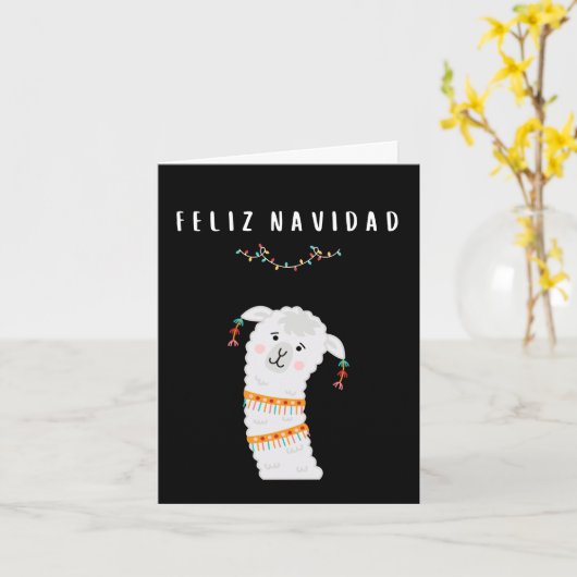 Carte Feliz Navidad llama amusant Noël espagnol (Fleur jaune)