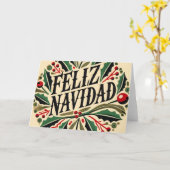 Carte Feliz Navidad Noël espagnol (Fleur jaune)