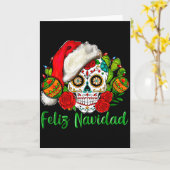 Carte Feliz Navidad Sugar Skull Mexican Christmas (Fleur jaune)