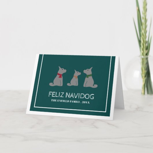 Carte Feliz Navidog, Funny Noël espagnol (Devant)