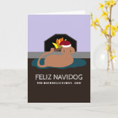 Carte Feliz Navidog, Noël espagnol drôle (Fleur jaune)