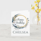 Carte Feminine Boho Moon pour son anniversaire (Fleur jaune)