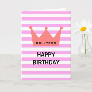 Carte Feminine Chic Princesse Joyeux Anniversaire Couron