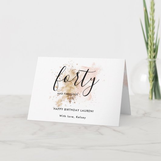 Carte Feminine Rose Quarante Et Fabuleux 40e Anniversair (Devant)