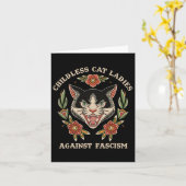 Carte Feminist Funny Cat Lady Against Fascism 2024 (Fleur jaune)