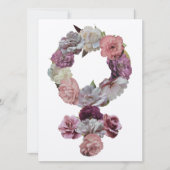 Carte Feministe - Symbole de Vénus féminin avec fleurs (Devant)