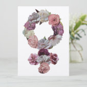 Carte Feministe - Symbole de Vénus féminin avec fleurs (Debout devant)