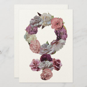 Carte Feministe - Symbole de Vénus féminin avec fleurs