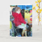 Carte FEMME 50e ANNIVERSAIRE FUN-MANNEQUIN STYLE (Fleur jaune)