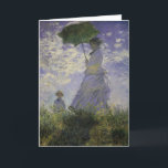Carte Femme à l'Ombrelle de Claude Monet, Art ancien<br><div class="desc">La Promenade, Camille Monet et son fils Jean (Femme à l'ombrelle) (1875) de Claude Monet est un tableau de portrait de famille d'art fin impressionniste vintage. Une mère se promenant avec son jeune enfant dans un champ ou une prairie printanière. Elle tient une ombrelle et porte une belle robe qui...</div>