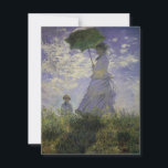 Carte Femme à l'Ombrelle de Claude Monet, Art ancien<br><div class="desc">La Promenade, Camille Monet et son fils Jean (Femme à l'ombrelle) (1875) de Claude Monet est un tableau de portrait de famille d'art fin impressionniste vintage. Une mère se promenant avec son jeune enfant dans un champ ou une prairie printanière. Elle tient une ombrelle et porte une belle robe qui...</div>