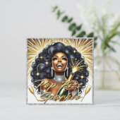 Carte Femme Afro-Américaine Glamour Bonne Année (Debout devant)