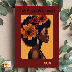 Carte femme afro fête des mères avec un beau visage