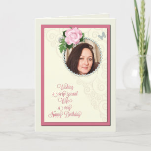 Carte Femme, ajouter une photo, anniversaire avec un ros