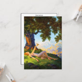 Carte Femme Art Déco vintage Avec Papillon (Devant/Arrière en situation)