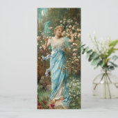 Carte Femme Art nouveau en fleurs sous une lune de crois (Debout devant)