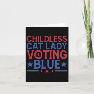 Carte Femme au chat sans enfant votant bleu