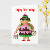 Carte Femme au gâteau (Fleur jaune)