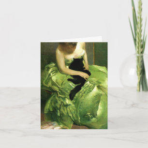 Carte Femme avec chat noir