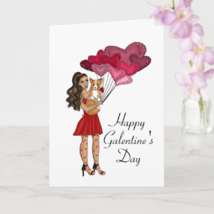 Carte Femme avec Corgi Galantine's Day Greeting