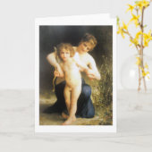 Carte Femme avec Cupidon, Bouguereau (Fleur jaune)