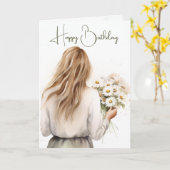 Carte Femme Avec Daisy Bouquet Anniversaire (Fleur jaune)