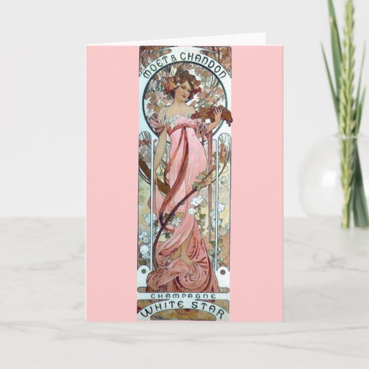 Carte femme blanche de champagne d'étoile d'art déco de (Devant)