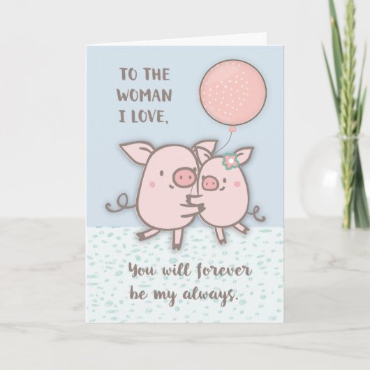 Carte Femme Bonne Anniversaire Cochons mignons (Devant)