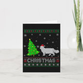 Carte Femme Chat Perse Xmas Arbre Éclairage Noël laid (Devant)