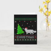 Carte Femme Chat Perse Xmas Arbre Éclairage Noël laid (Fleur jaune)