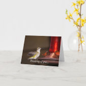 Carte Femme Colibri À gorge rubis Penser À Vous (Fleur jaune)