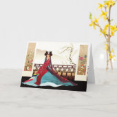Carte Femme coréenne portant un hanbok (Fleur jaune)