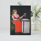 Carte Femme courbée avec une tasse de bière (Debout devant)