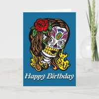 Femme crâne de sucre Rose dans les cheveux