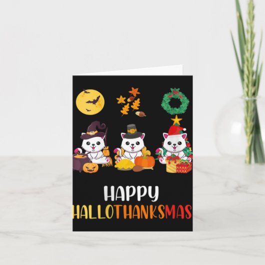Carte Femme Cute Kitten Halloween Chat Noël Joyeux H (Devant)