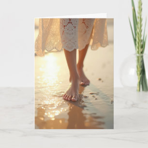 Carte Femme d'anniversaire à pied sur la plage