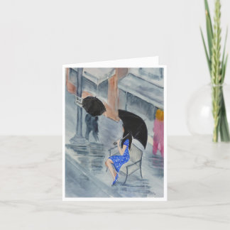 Carte Femme dans la robe de point de polka