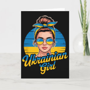 Carte Femme de style rétro ukrainien Graphique Fierté cu