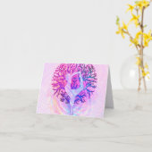 Carte Femme de Yoga rose en pastel (Fleur jaune)