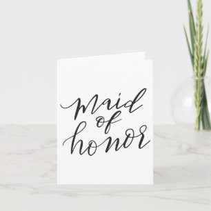 Carte Femme D'Honneur Mariée Mariage Groom Blk Lett