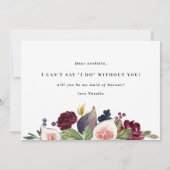 Carte Femme d'honneur rose, bordeaux et figuier (Dos)