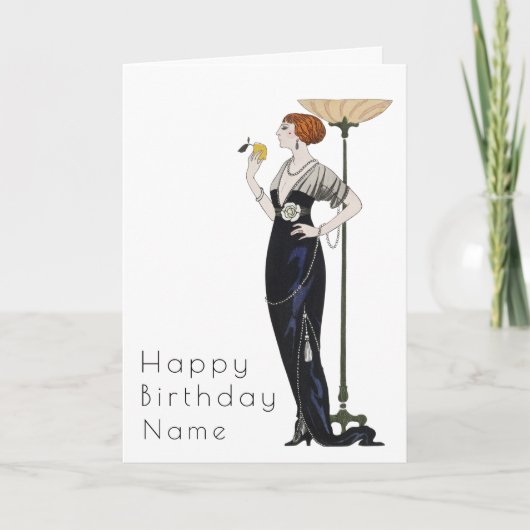 Carte Femme élégante Art Déco Anniversaire (Devant)