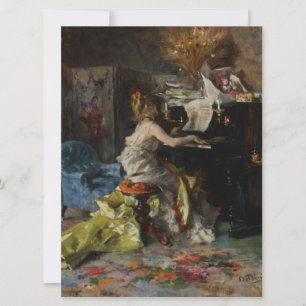 Carte Femme élégante jouant du piano (Giovanni Boldini)