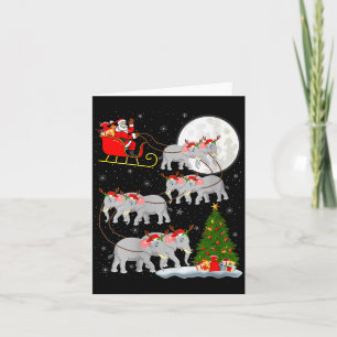 Carte Femme éléphant Père Noël traîneau volant drôle Mag