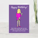 Carte Femme en écluse buvant du vin Anniversaire<br><div class="desc">Drôle Drôle Dessin d'une femme qui n'a pas eu ses cheveux coupés depuis l'ouverture d'une bouteille de vin et d'un verre de vin pour célébrer son anniversaire. La légende dit 'Joyeux anniversaire' et 'Nom n'avait pas eu ses cheveux coupés depuis l'écluse mais heureusement voir pouvait encore assez bien voir pour...</div>