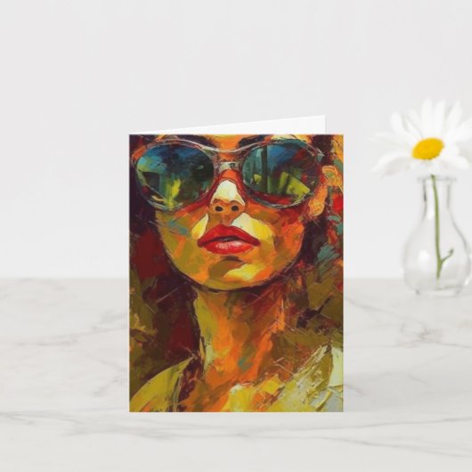 Carte Femme en lunettes de soleil, toutes les occasions (Petite plante)