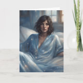 Carte Femme en pyjama bleu vide (Devant)