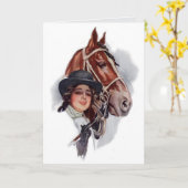 Carte Femme équestre (Fleur jaune)