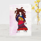 Carte femme et enfant (Fleur jaune)